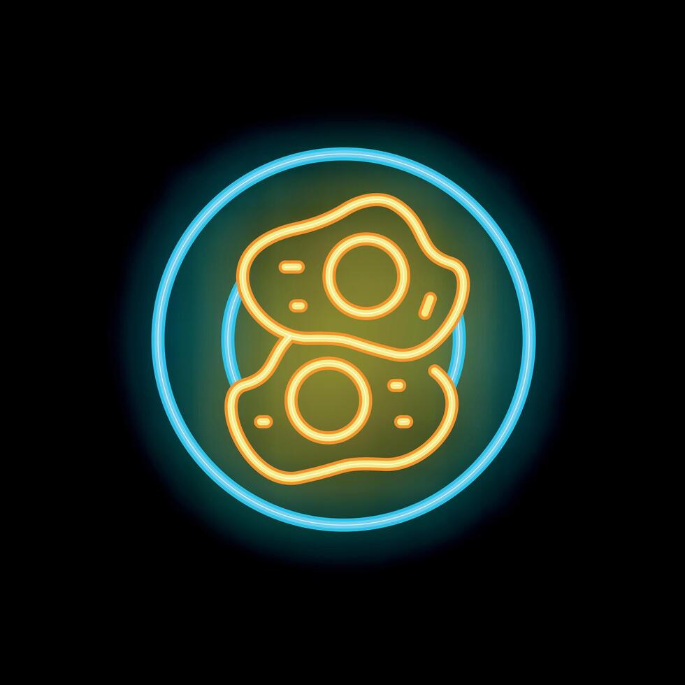 Neon sign showing fried eggs on a plate vector