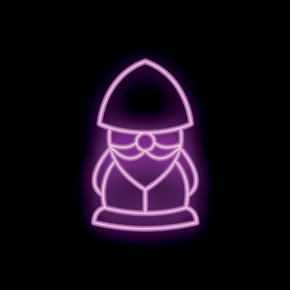 Neon sign representing a smiling garden gnome with a long beard wearing a pointed hat vector