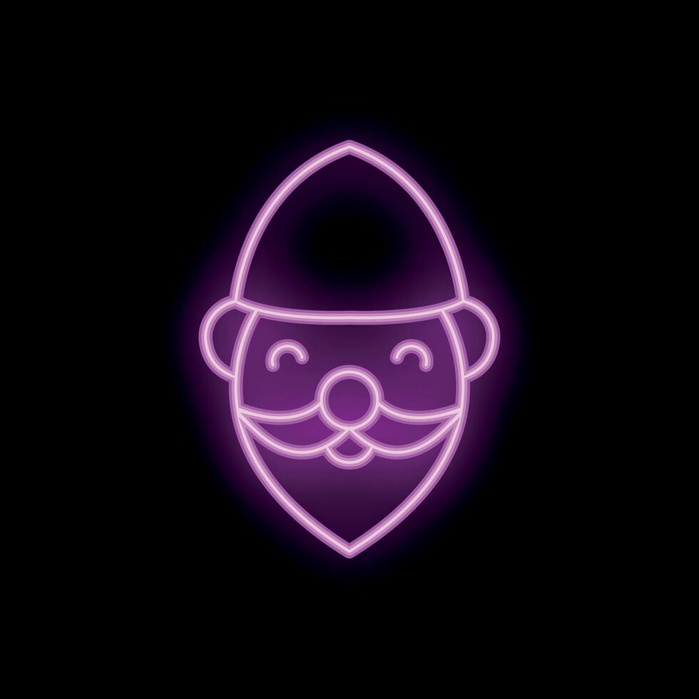 Neon sign showing a smiling santa claus on black background vector
