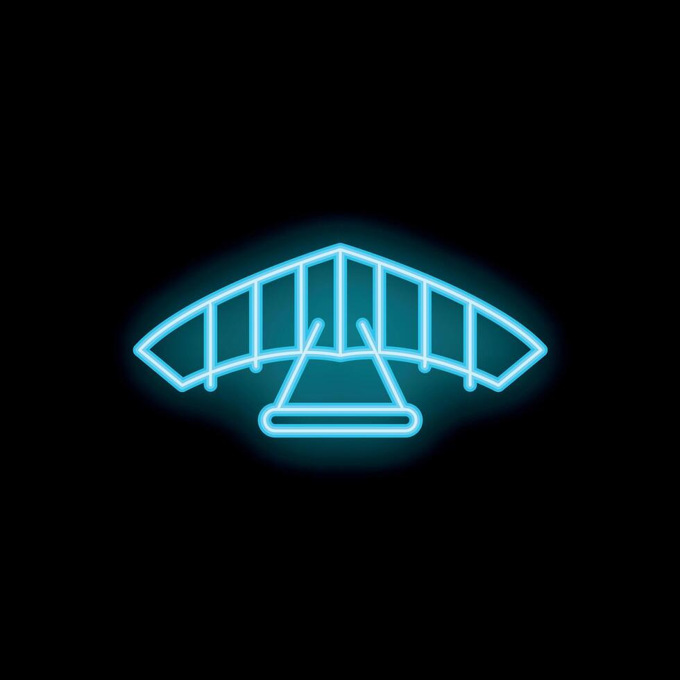 Neon hang gliding icon representing extreme sports and adventure vector