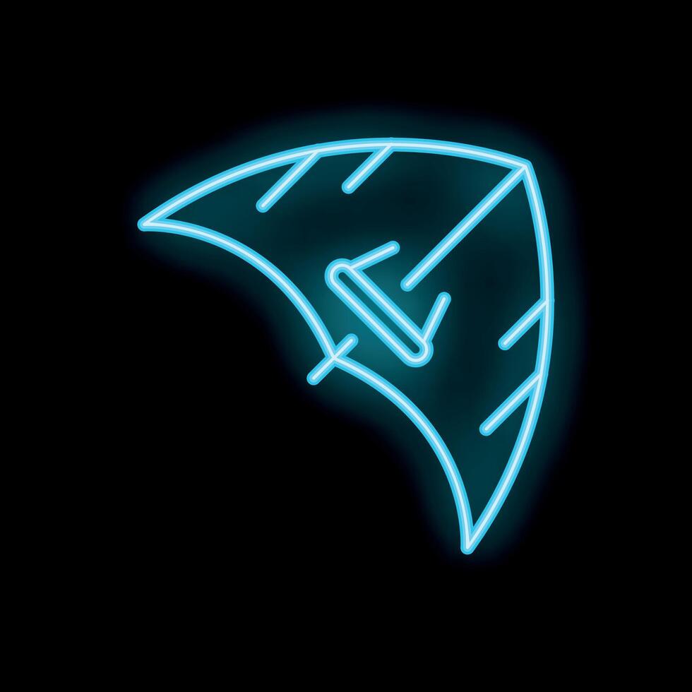 Neon kitesurfing icon glowing on black background vector