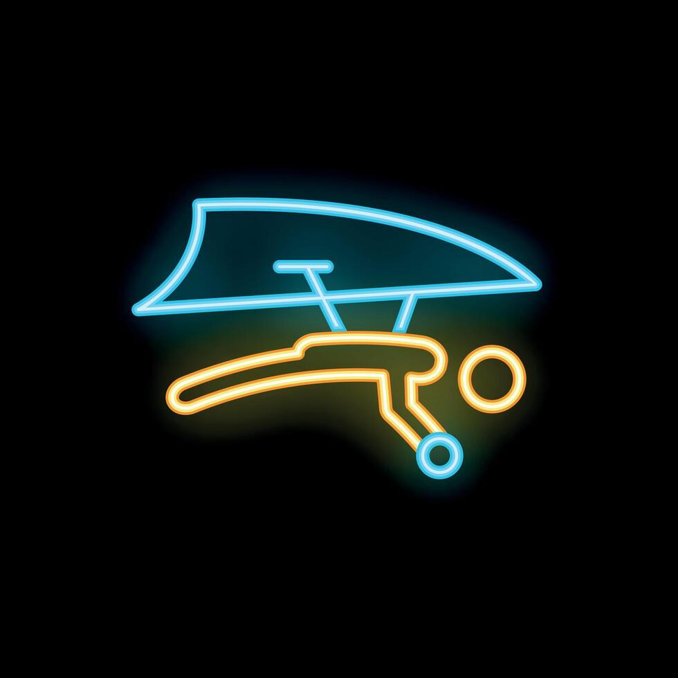 Neon sign representing hang gliding extreme sport with person flying vector