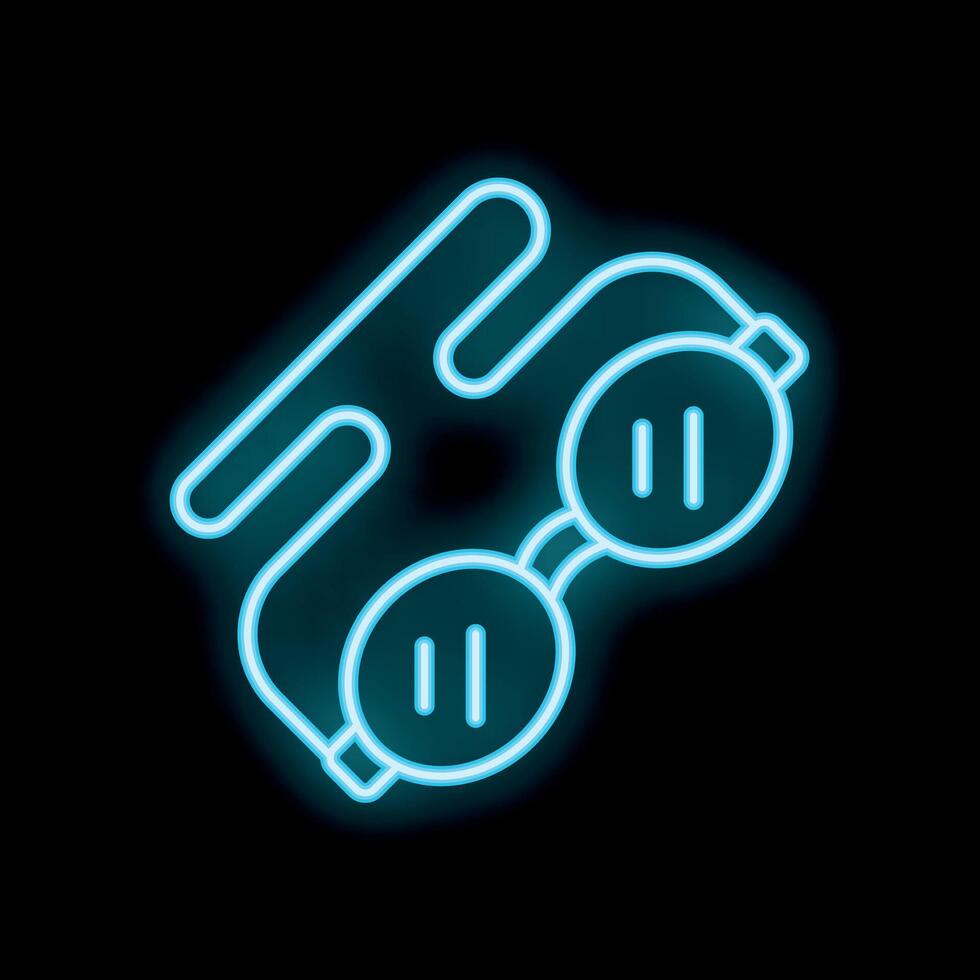 Glowing neon icon of safety goggles on black background vector