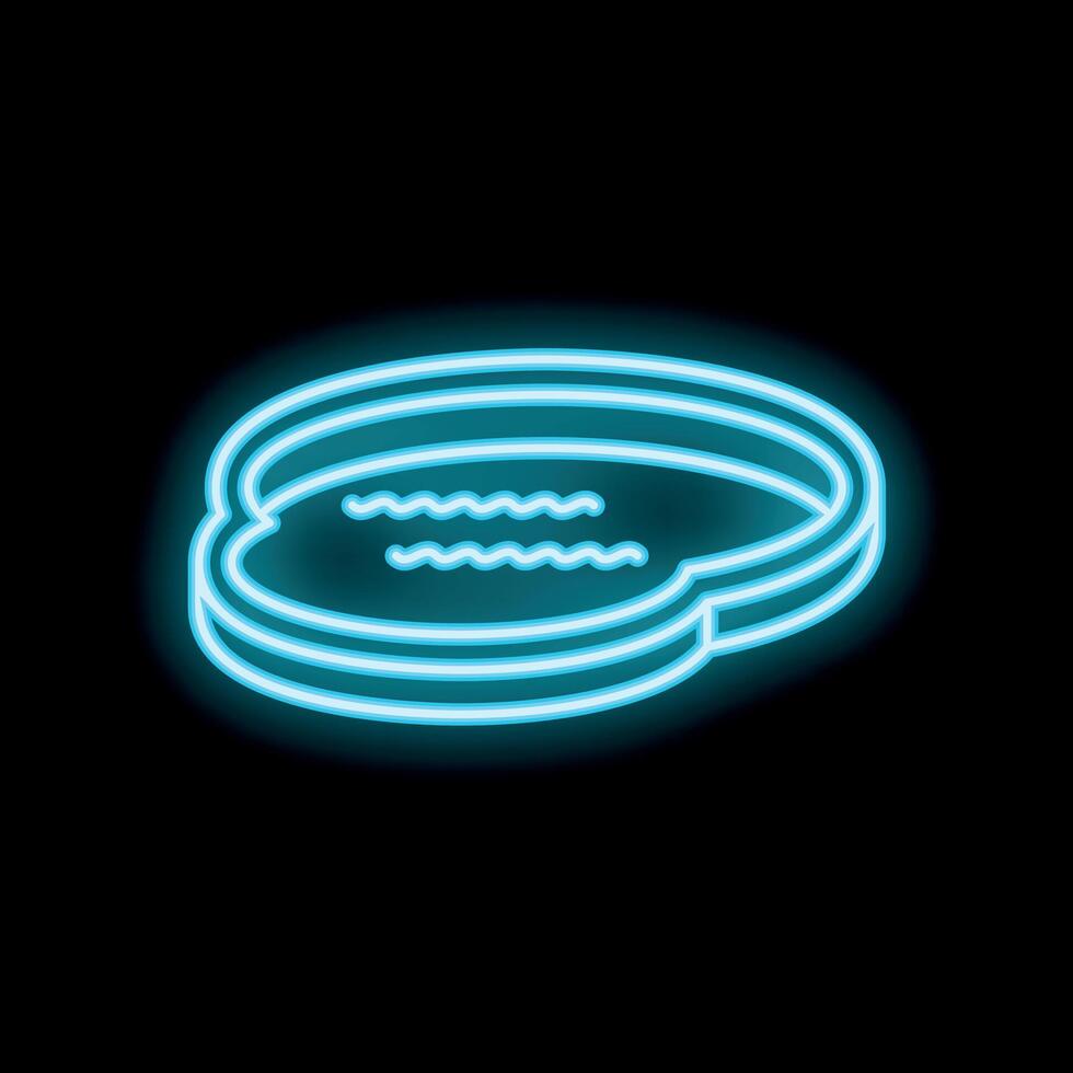 Bright blue neon sign showing a swimming pool on black background vector