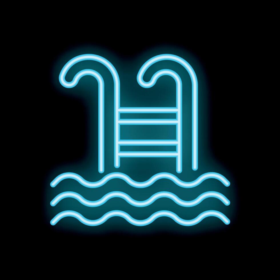 Neon sign depicting swimming pool ladder and water surface vector