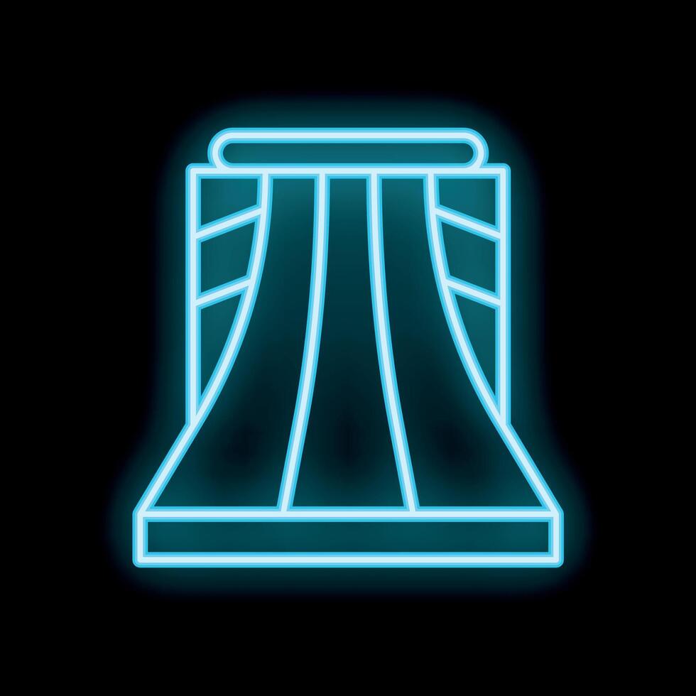 Glowing neon line icon of the hoover dam on black background vector