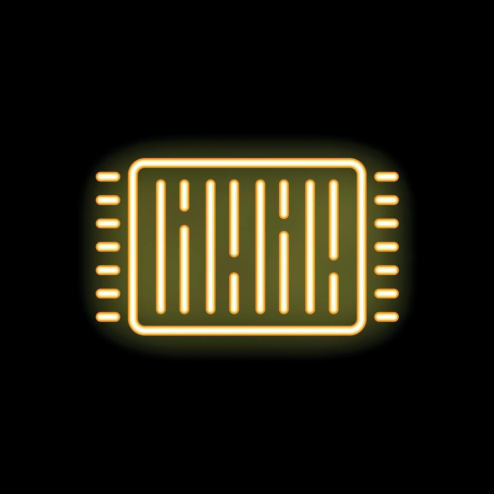 Neon yellow carpet icon glowing on black background vector