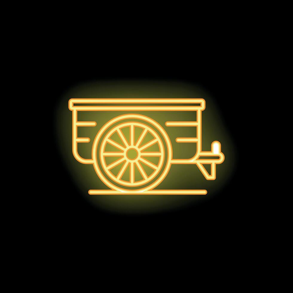 Yellow neon icon of a trailer on black background vector