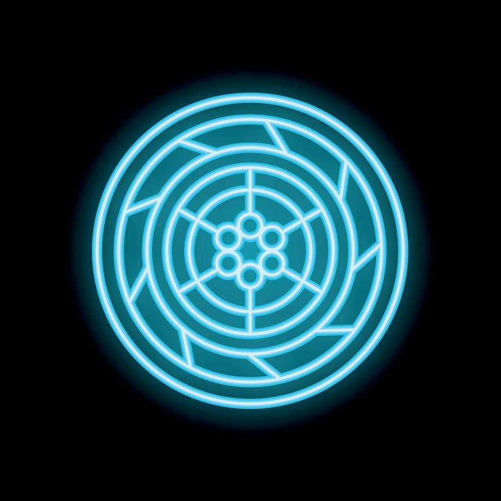Neon blue futuristic circle element glowing on black background vector