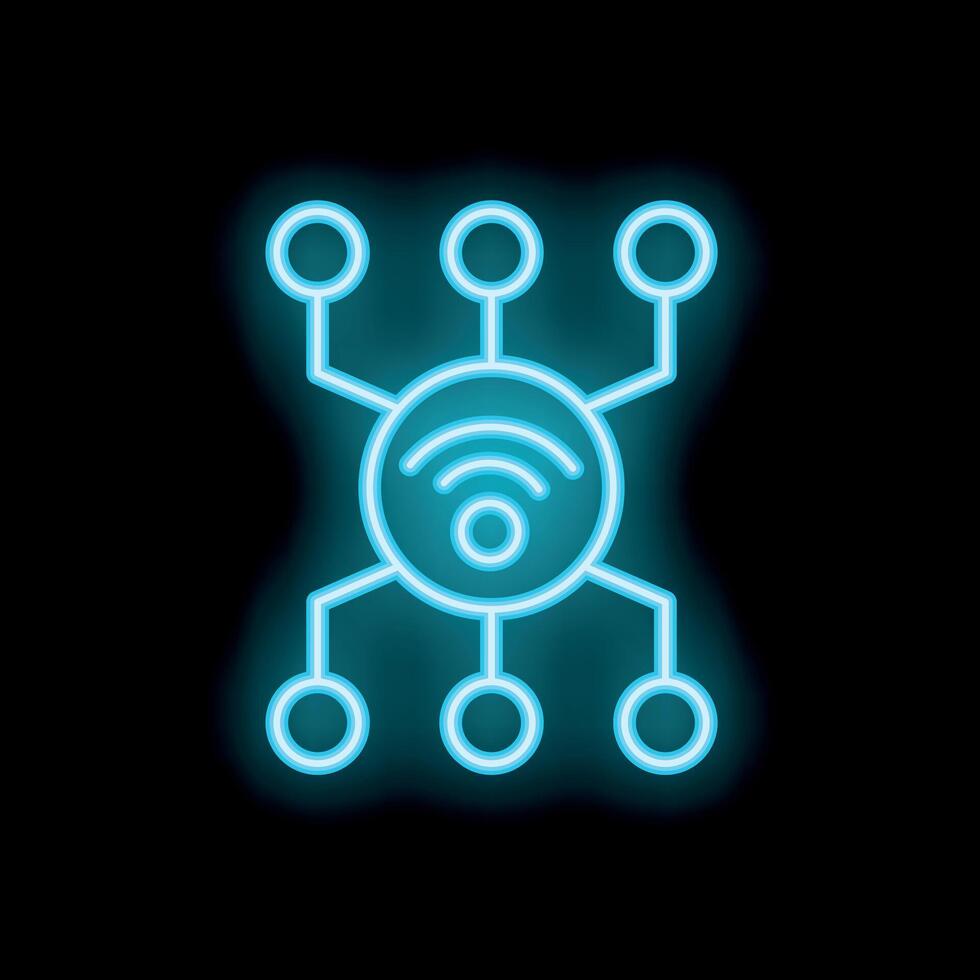 Neon wifi icon representing internet connection and network vector