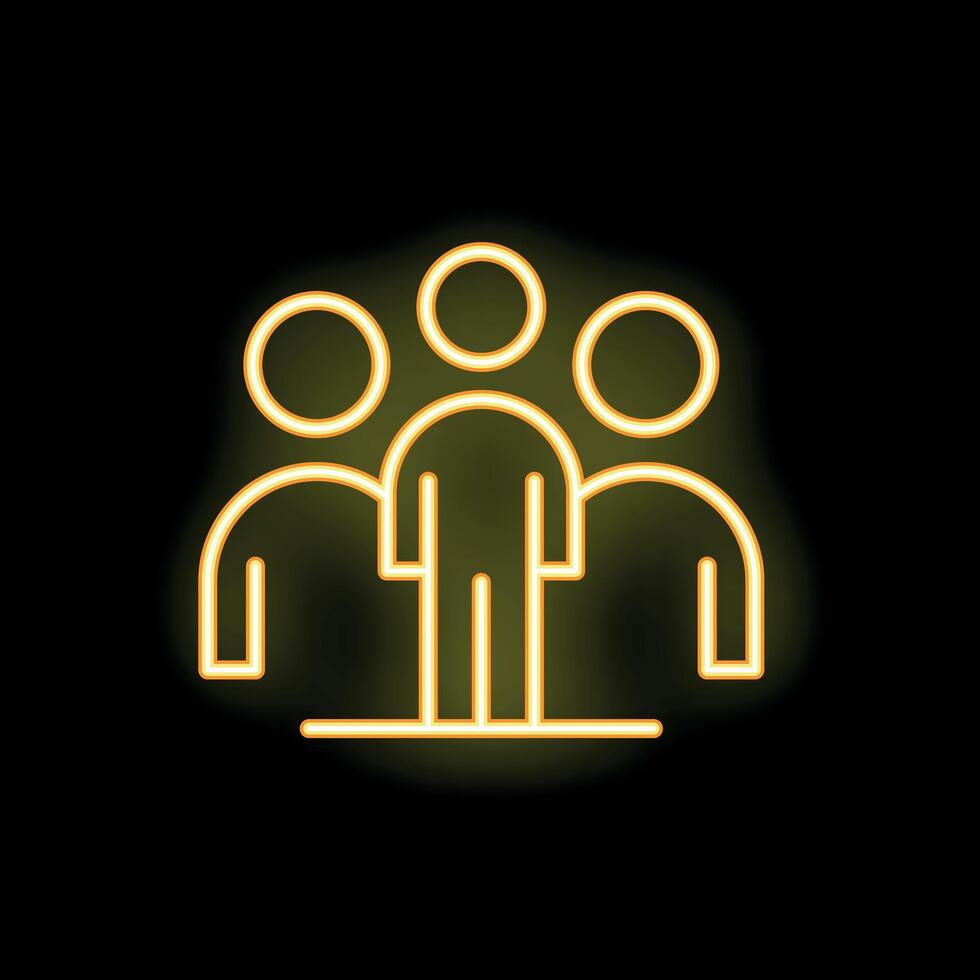 Neon icon of three people standing together as a team vector