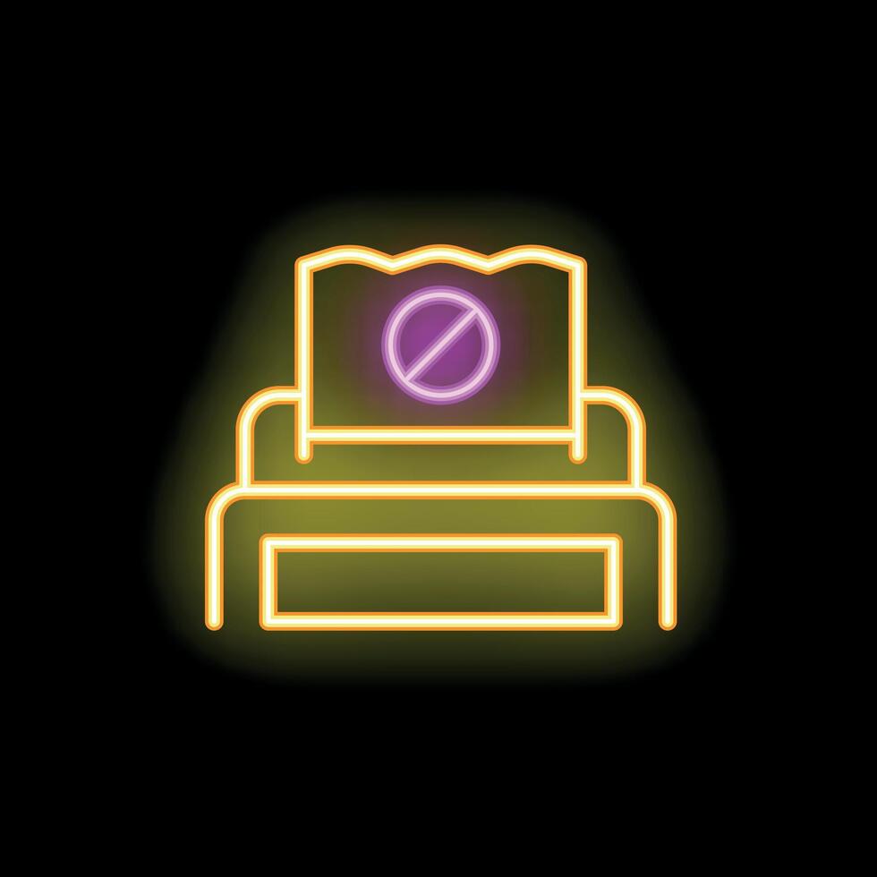 Neon yellow shredder icon showing document being shredded with forbidden symbol vector