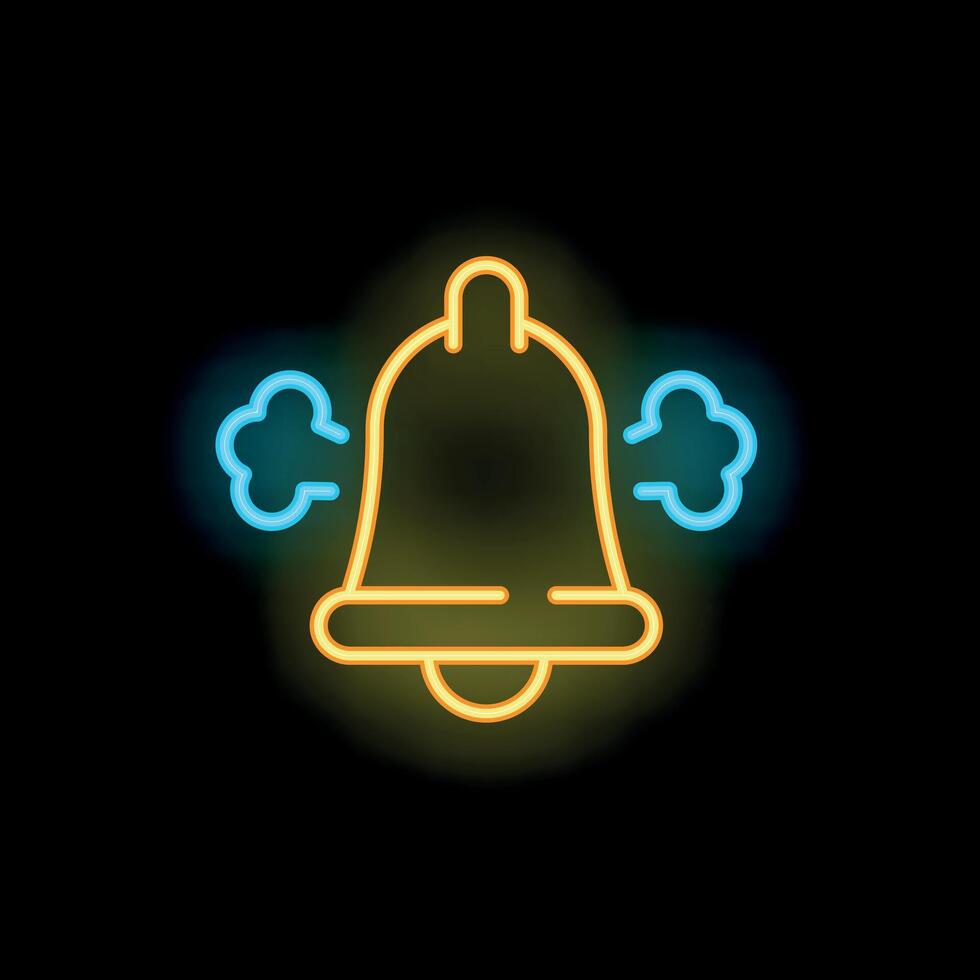 Neon bell ringing making loud noise icon vector