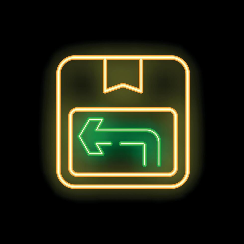 Neon yellow gps navigation showing route with left turn sign vector