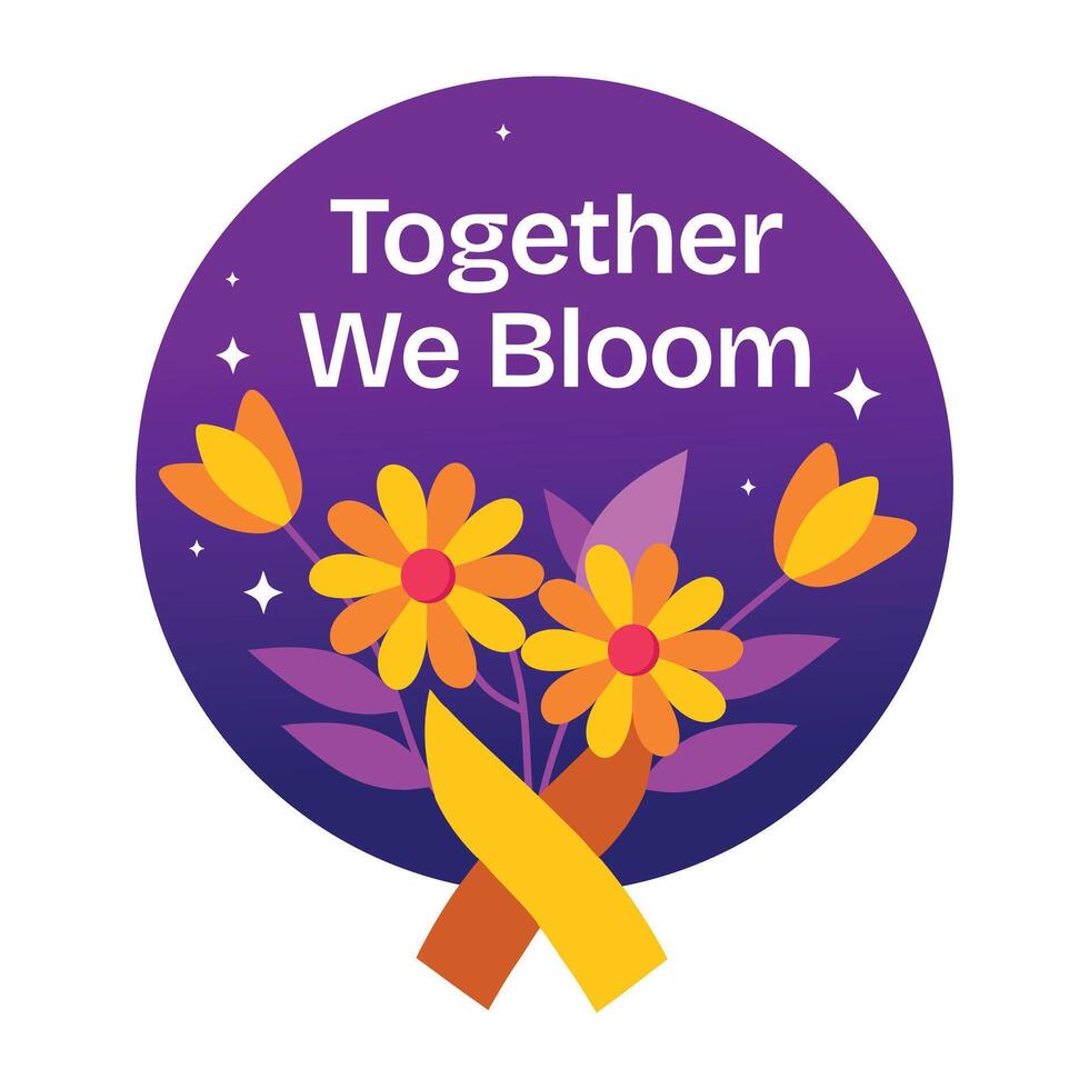 A flat sticker of bloom together concept vector