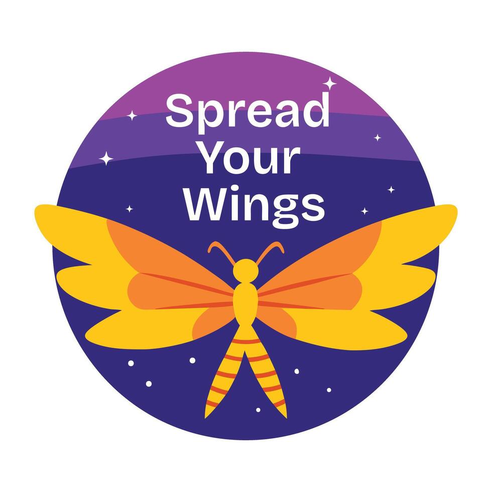 Spread wings sticker in flat style vector