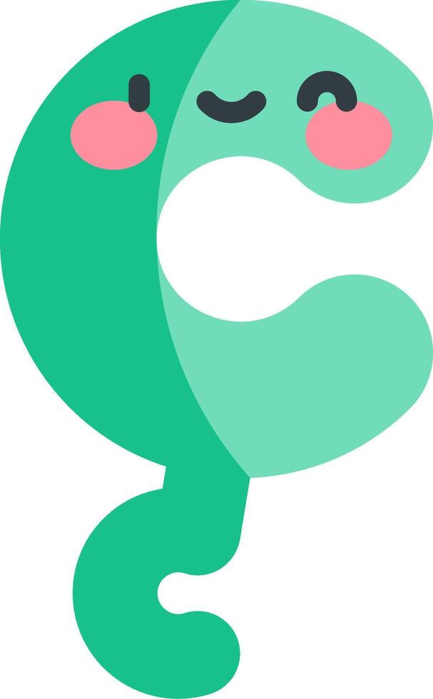 A green worm with a smiley face vector