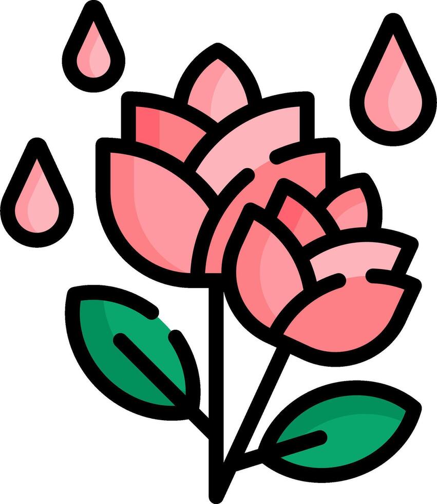 A pink flower with rain drops on it vector