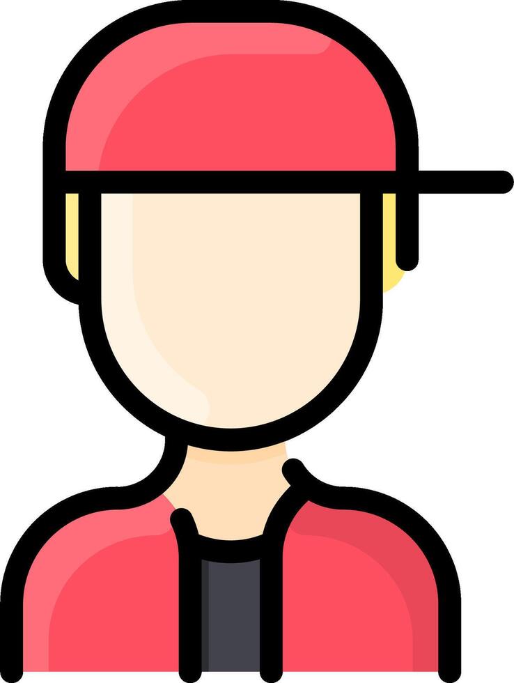 A man wearing a red cap and a red shirt vector
