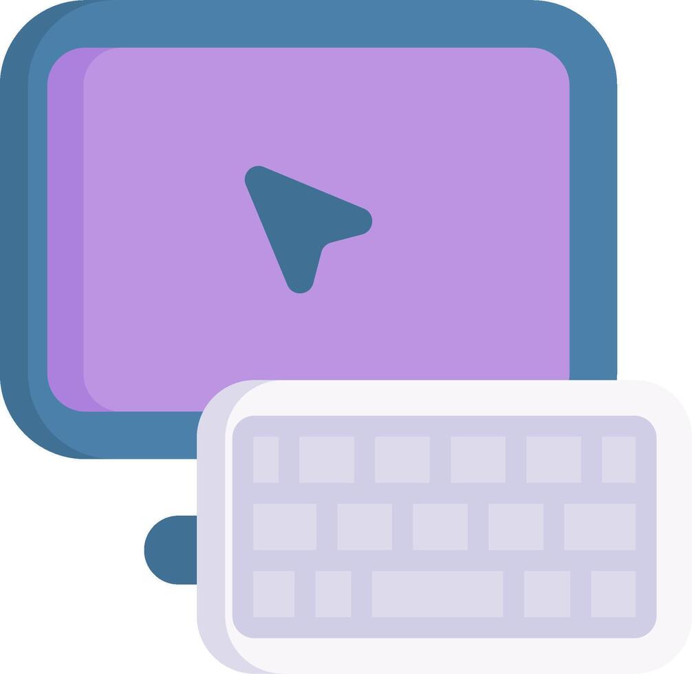 un computadora con un teclado y un jugar botón vector