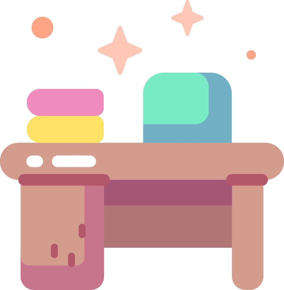 A desk with a chair and a stack of books vector
