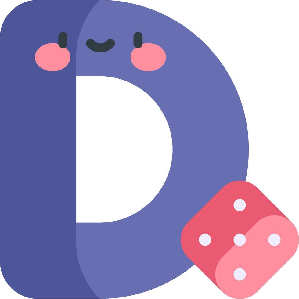 A letter d with a dice and a smiley face vector