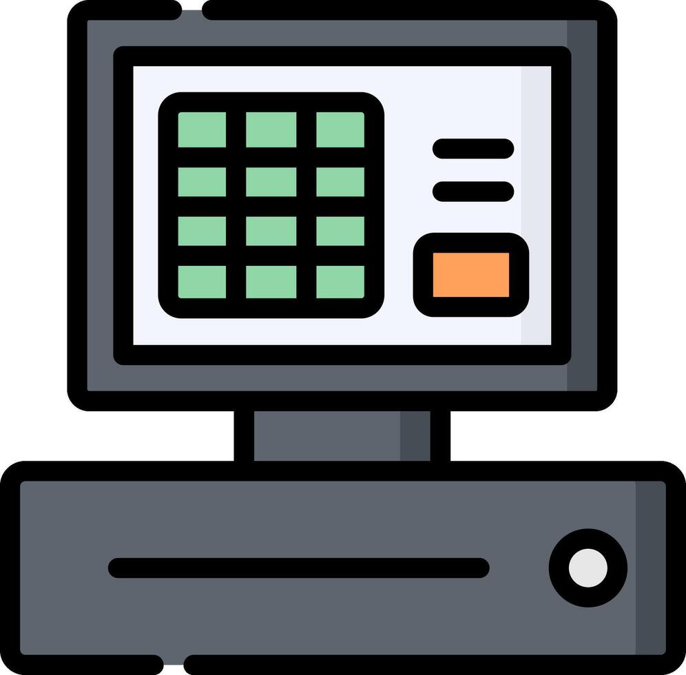 A computer with a calculator icon on it vector