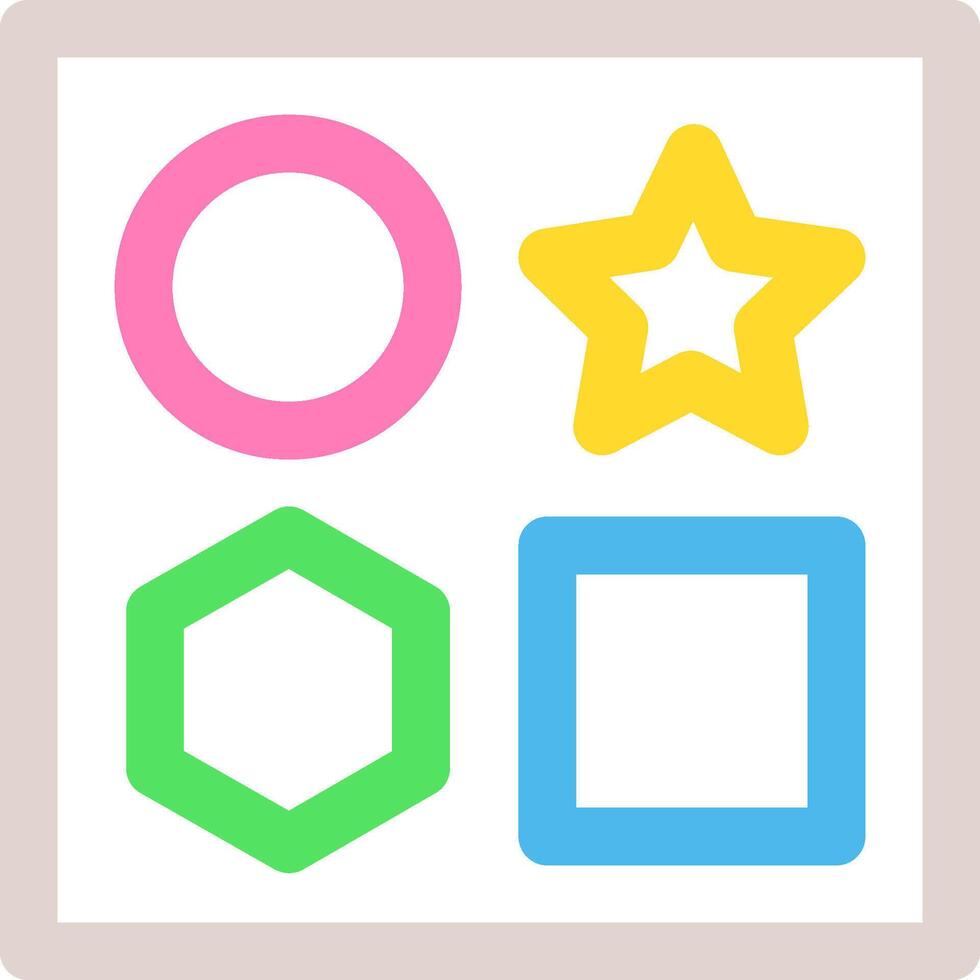 A square, star, and star shape in different colors vector