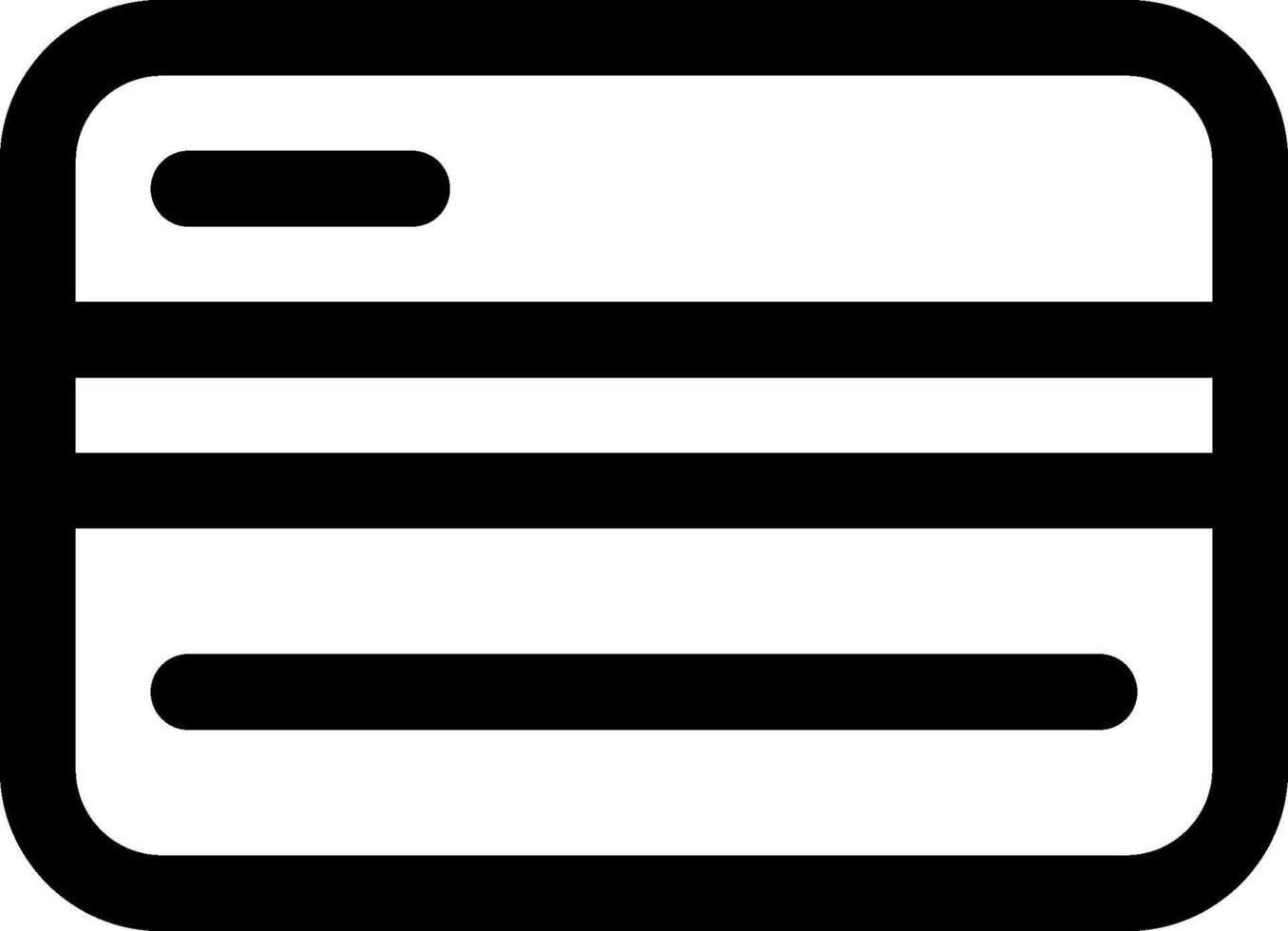 A black and white icon of a credit card vector