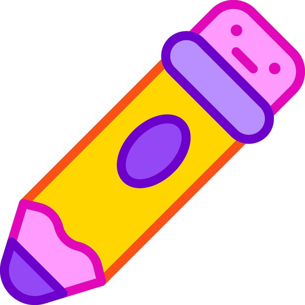 A cartoon pencil with a purple and yellow handle vector