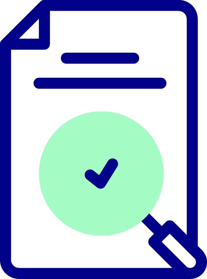 A document with a magnifying glass and a tick vector