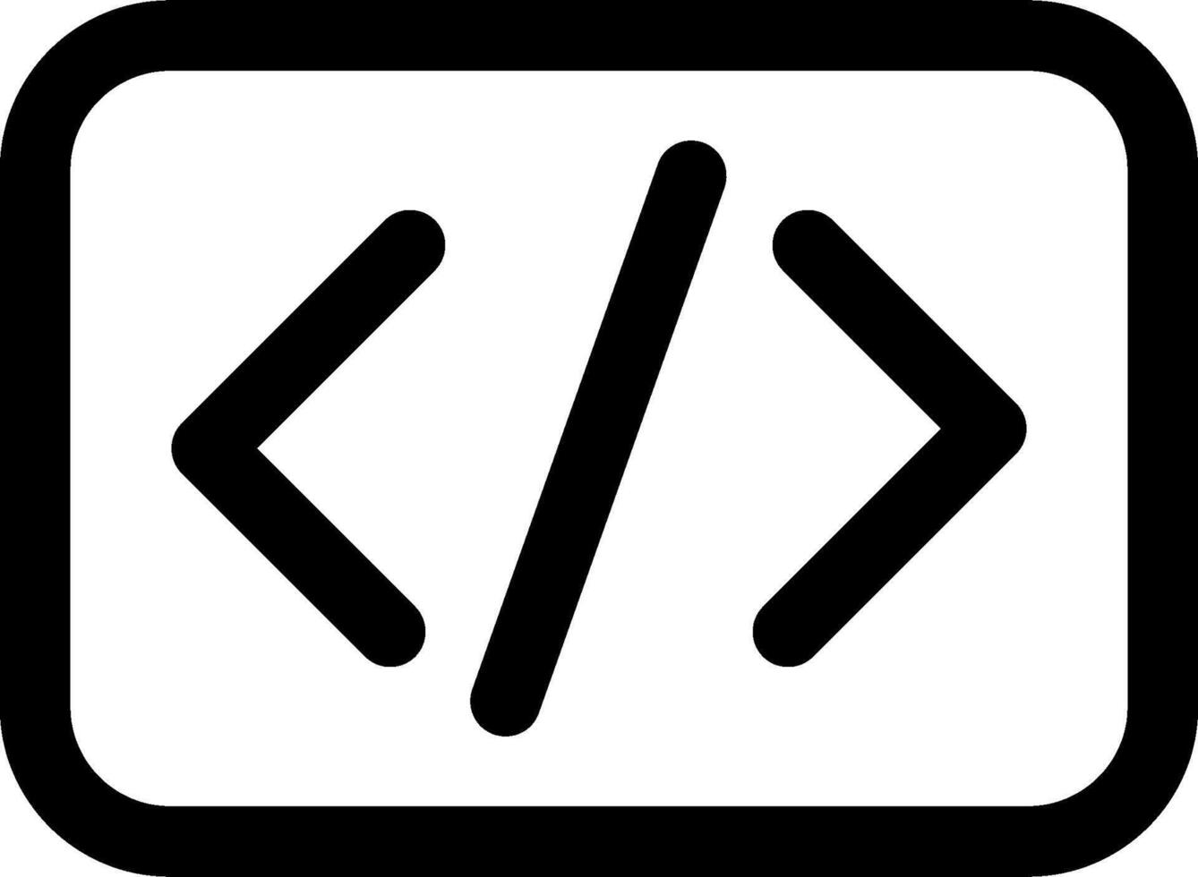 A black and white icon of a computer code vector