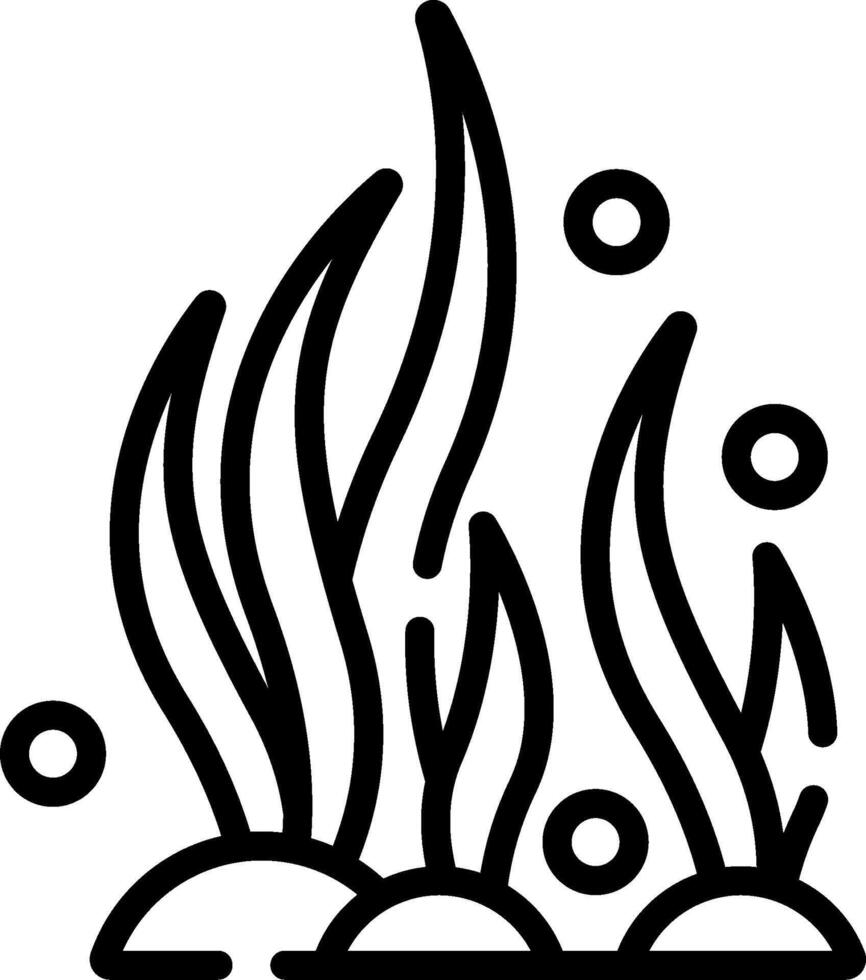 A black and white illustration of a fish and a plant vector