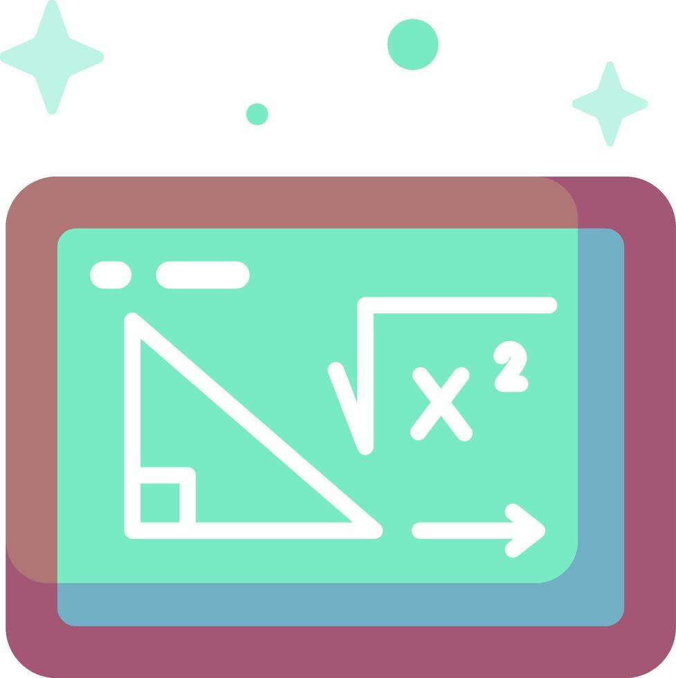 A tablet with a triangle on it and a math equation vector