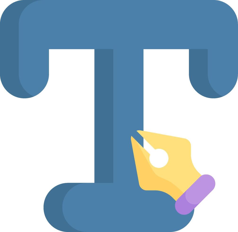 A pen and a letter t vector