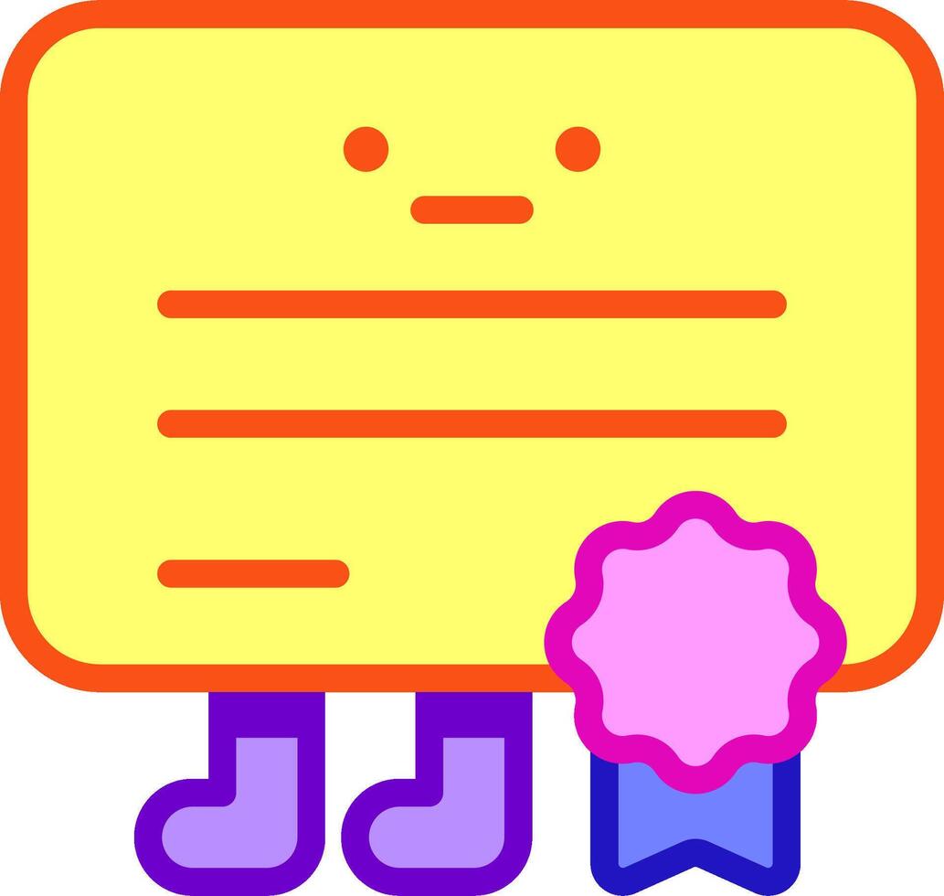 A certificate with a pink ribbon and a smiley face vector