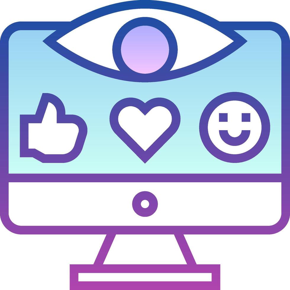 A computer monitor with a smiley face, heart and a smiley face vector