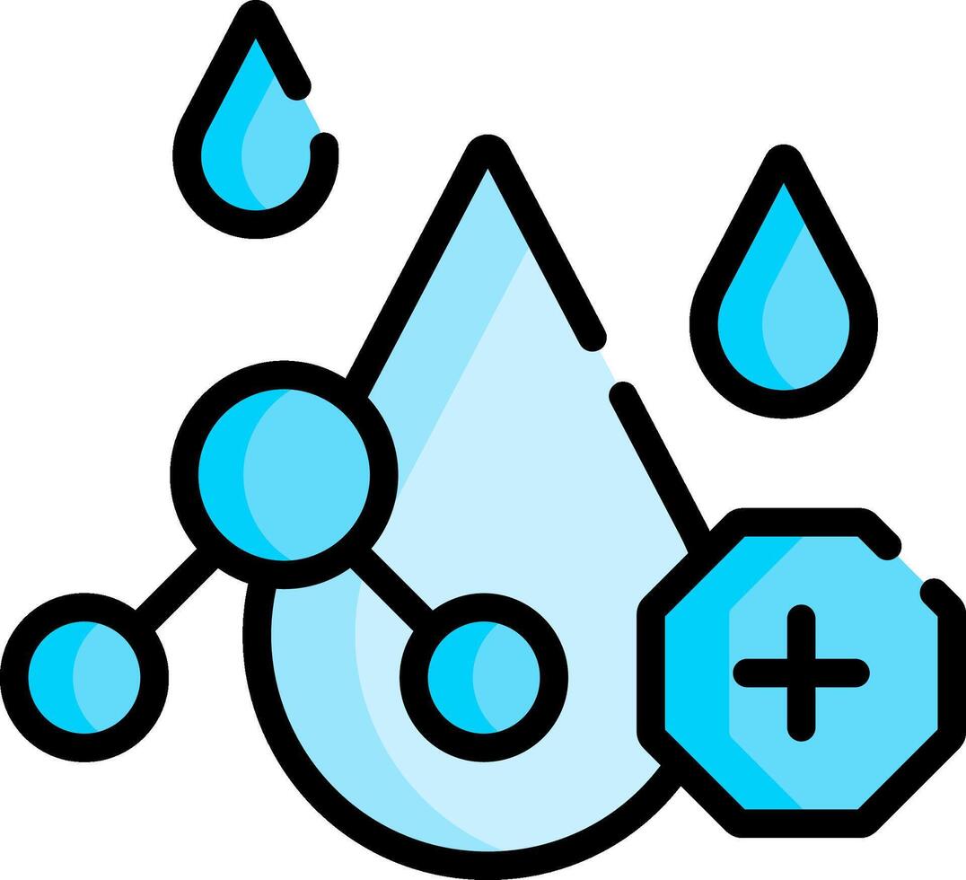 Water drop icon with a plus symbol and two drops vector