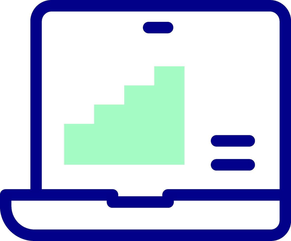 A laptop with a graph on it vector