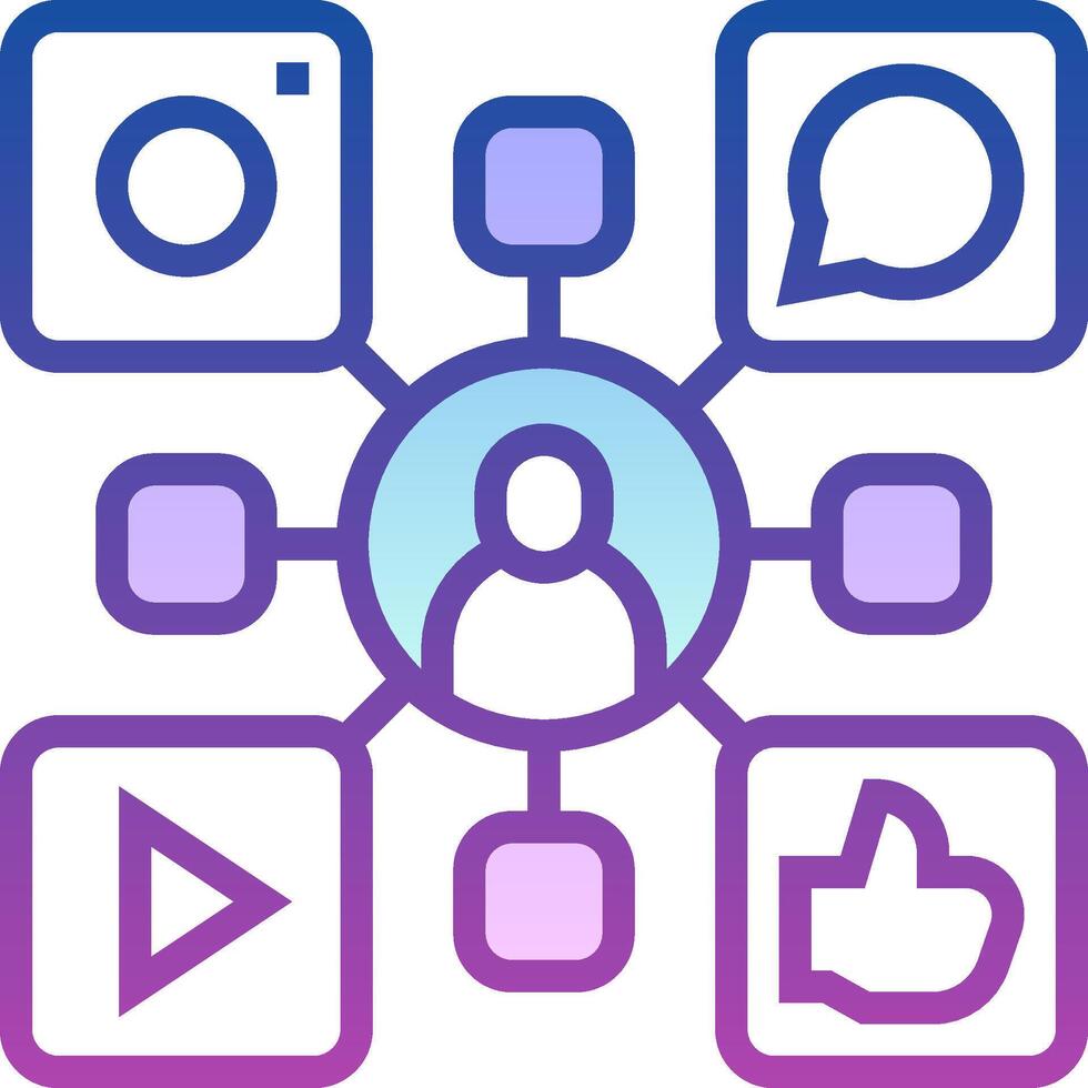 A person is surrounded by icons and social media vector