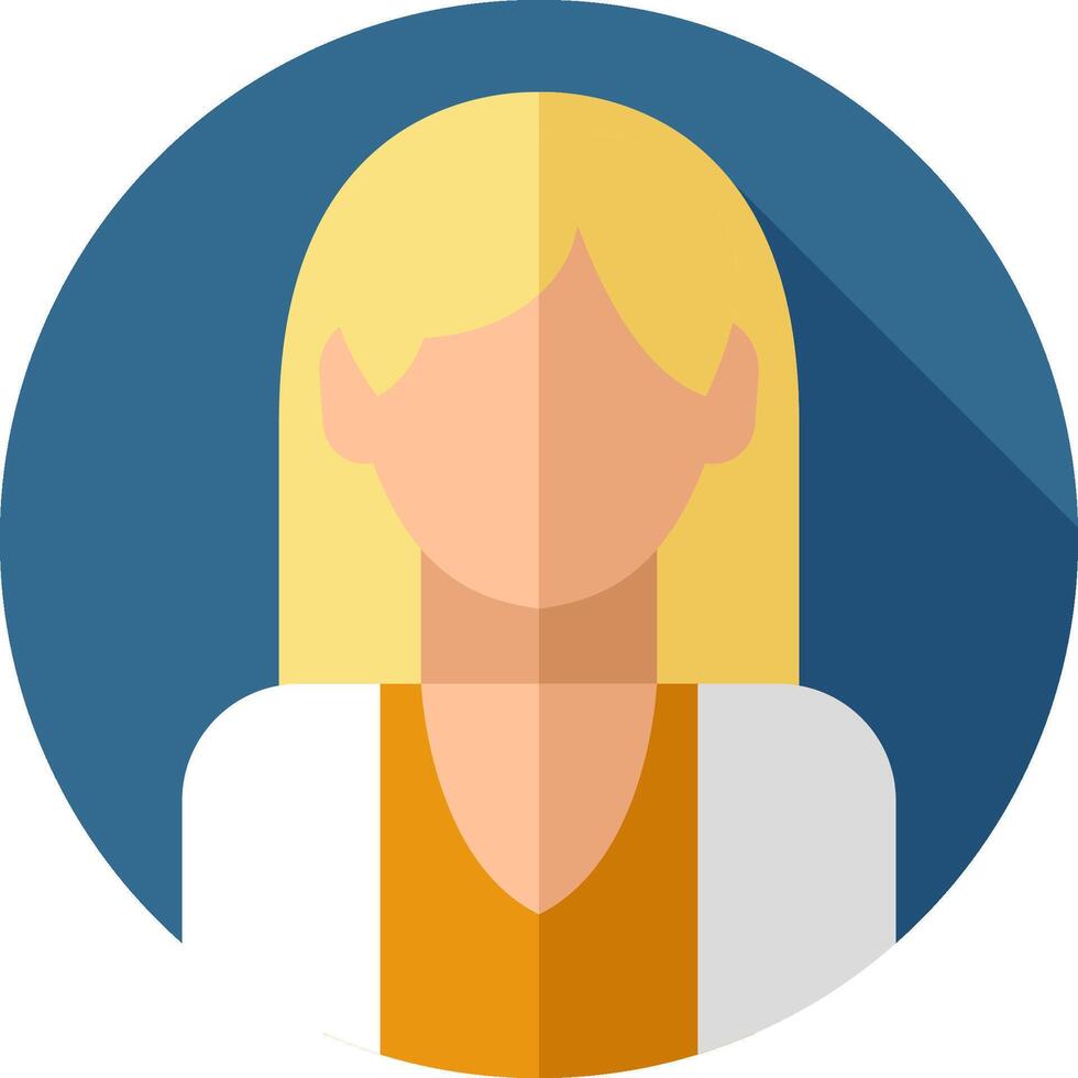 A woman with long hair in a flat design vector