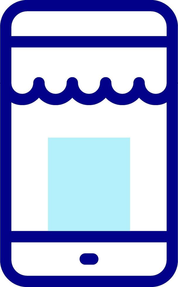 A blue and white icon of a mobile phone vector