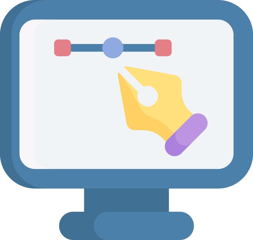 A computer monitor with a pen and a line vector
