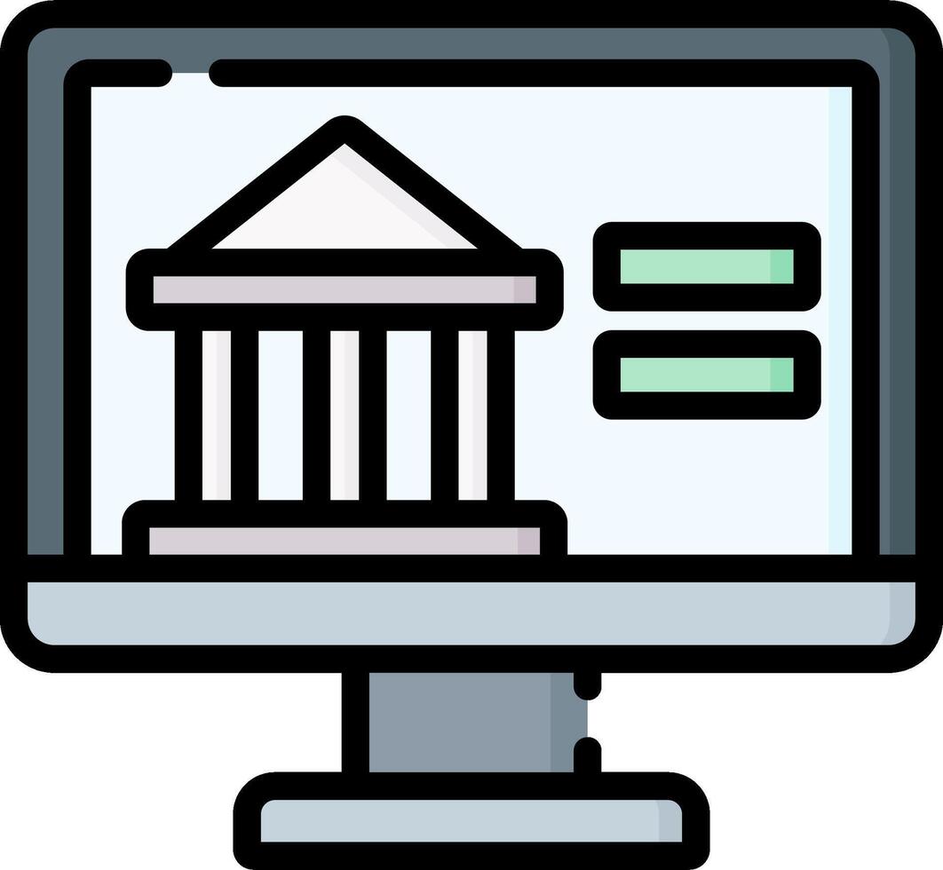 A computer screen with a building on it vector