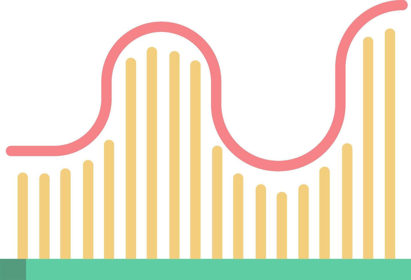 A graph of a wave with a line going up and down vector