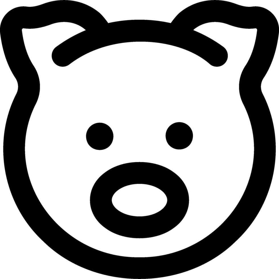A black and white pig face icon vector