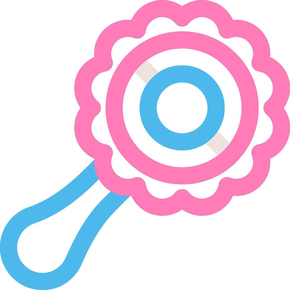 A pink and blue toothbrush with a flower on it vector