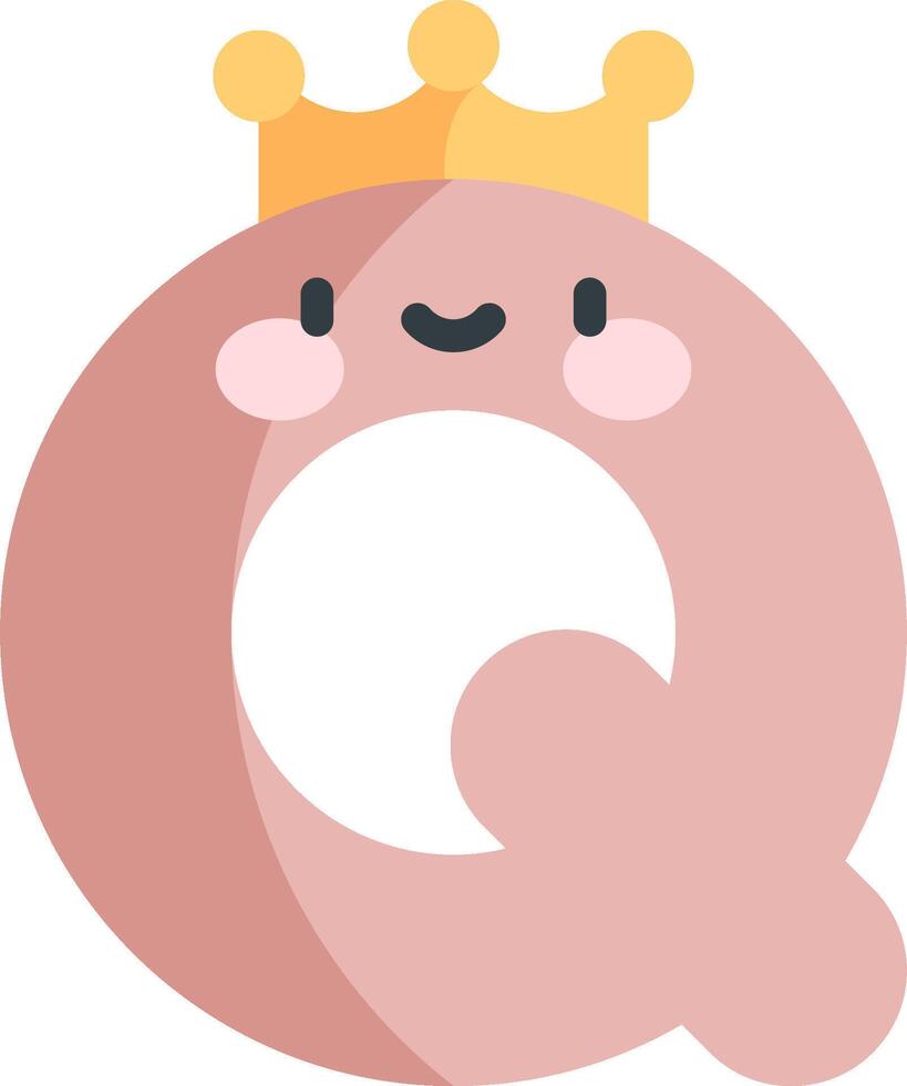 A cartoon letter q with a crown on it vector