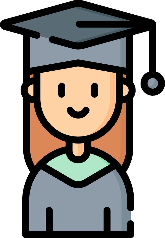 A cartoon graduate wearing a cap and gown vector