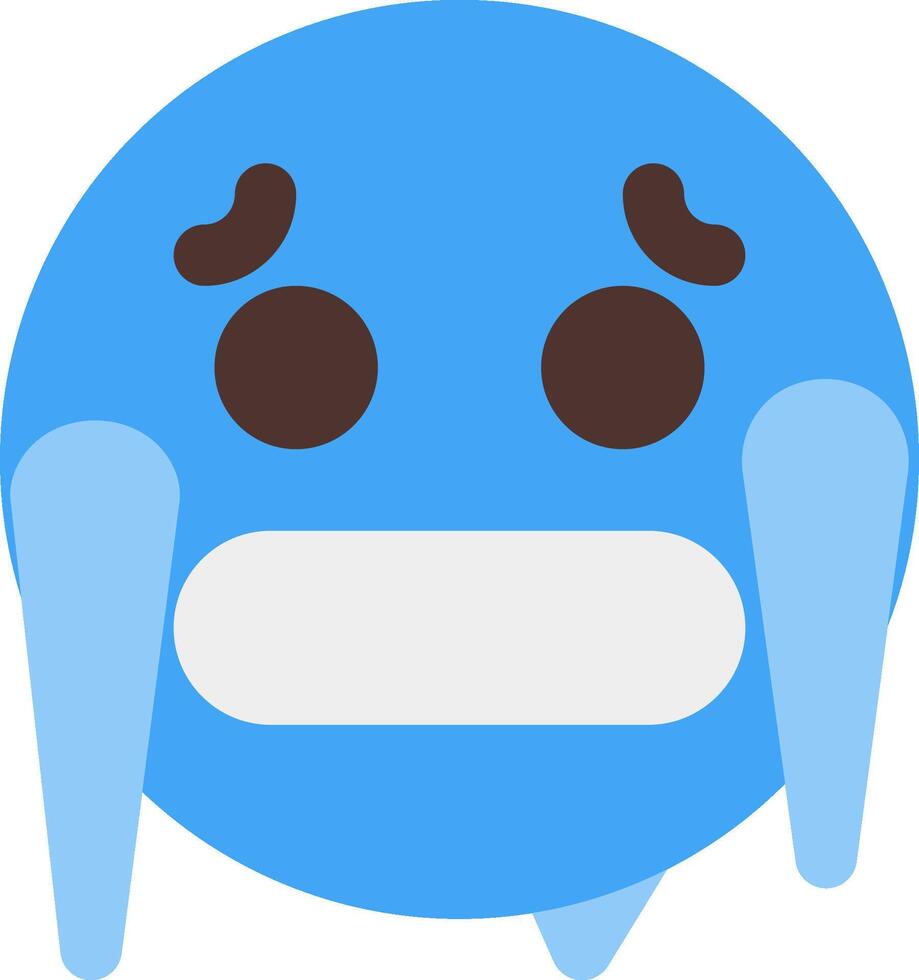 A blue emoticor with a sad face vector